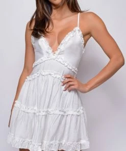 Emprada Dresses Payson White Ruffle Dress