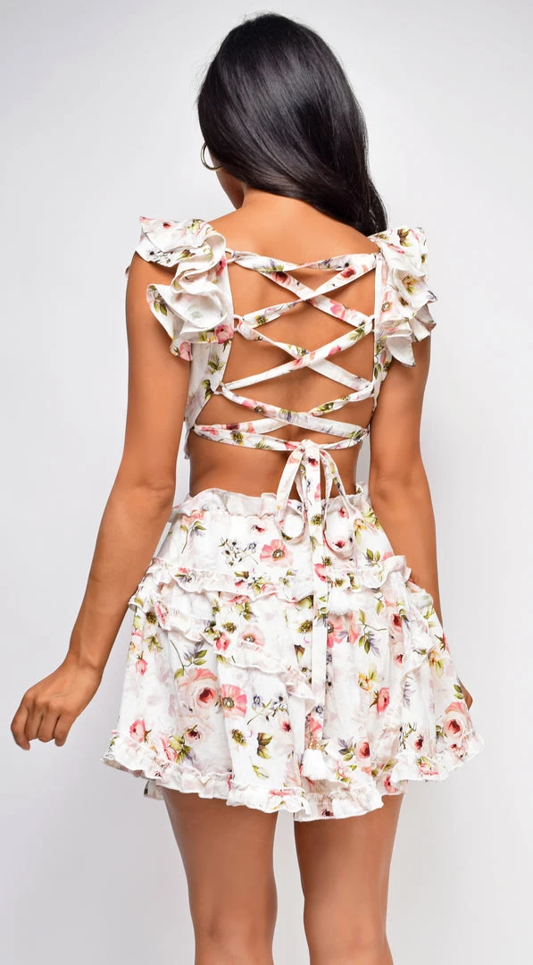 Emprada Dresses Camberly White Floral Cut Out Dress 2 Emprada Dresses Camberly White Floral Cut Out Dress