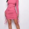 Emprada Only Gets Better Pink Ruched Hoodie Dress