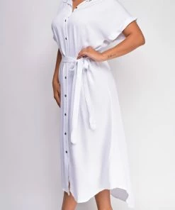 Emprada Blakely White Button Down Shirt Dress Dresses