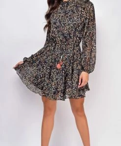 Emprada Dresses Piper Black Floral Print Dress