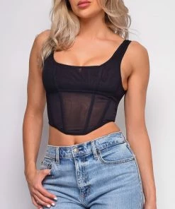 Emprada Janice Black Mesh Corset Top Tops 7 Emprada Janice Black Mesh Corset Top Tops
