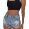 Emprada Grenada Light Wash Distressed Shorts Bottoms