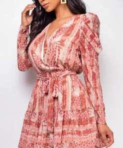 Emprada Peru Pink Multi Color Print Dress Dresses