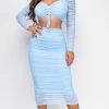Emprada Dresses Kora Blue Ruched Mesh Set