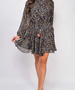 Emprada Dresses Piper Black Floral Print Dress