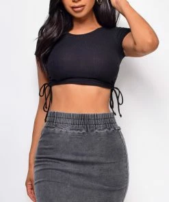 Emprada Melanie Black Denim Skirt