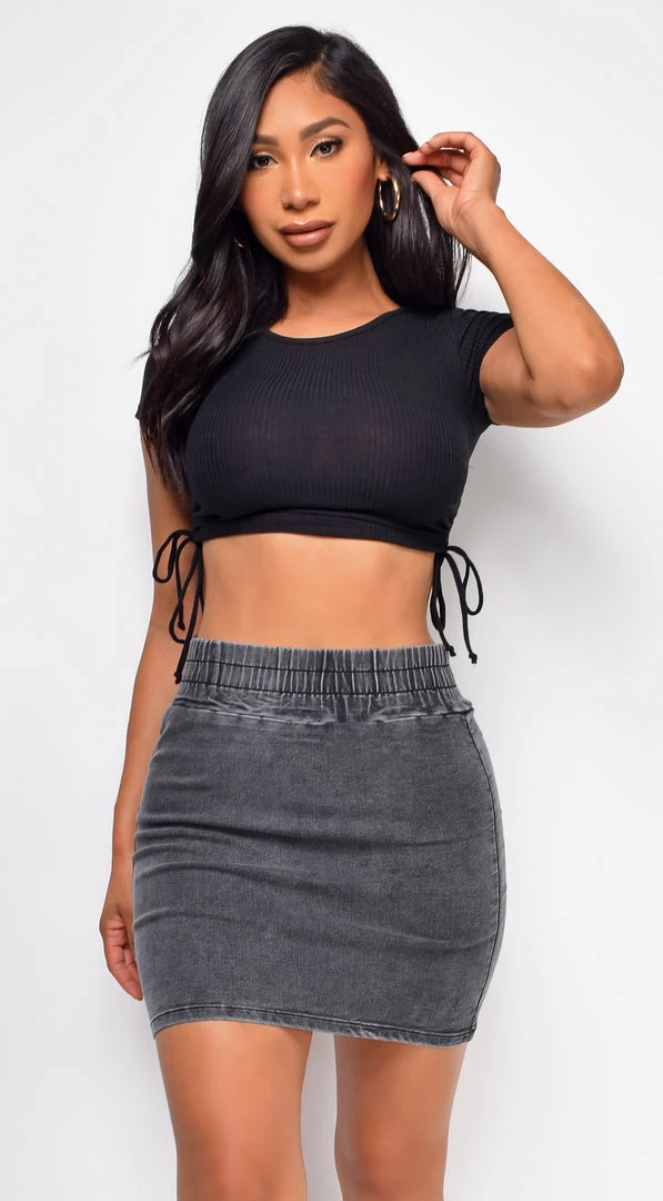 Emprada Melanie Black Denim Skirt 2 Emprada Melanie Black Denim Skirt