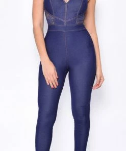 Emprada Jumpsuits & Rompers Noa Blue Lace Detail Denim Jumpsuit 11 Emprada Jumpsuits & Rompers Noa Blue Lace Detail Denim Jumpsuit