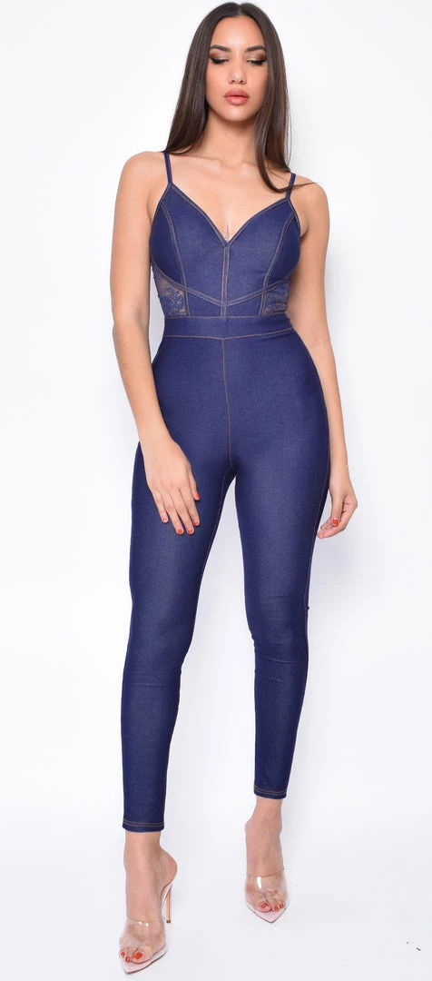 Emprada Jumpsuits & Rompers Noa Blue Lace Detail Denim Jumpsuit 6 Emprada Jumpsuits & Rompers Noa Blue Lace Detail Denim Jumpsuit