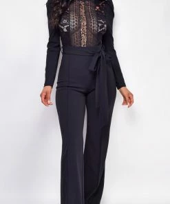 Emprada Izara Black Lace Jumpsuit Jumpsuits & Rompers