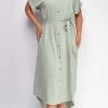 Emprada Dresses Blakely Light Green Button Down Shirt Dress
