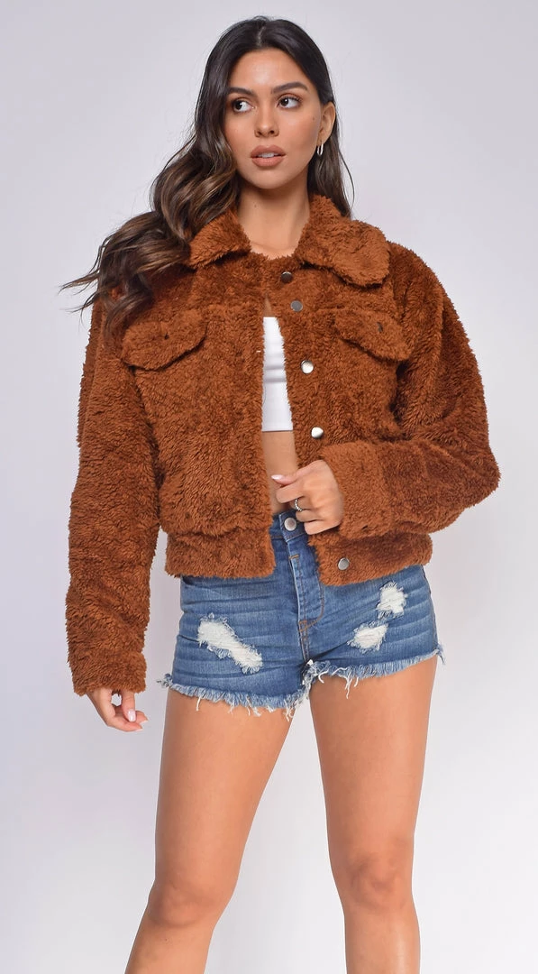 Emprada Kenise Brown Teddy Jacket Outerwear 1 Emprada Kenise Brown Teddy Jacket Outerwear