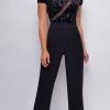 Emprada Jaqueta Black Sequin Mesh Short Sleeve Jumpsuit Jumpsuits & Rompers