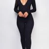 Emprada Jumpsuits & Rompers Lille Black V Plunge Neck Jumpsuit