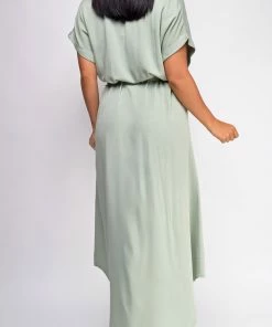 Emprada Dresses Blakely Light Green Button Down Shirt Dress