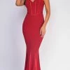 Emprada Sydney Red Strapless Satin Detail Gown