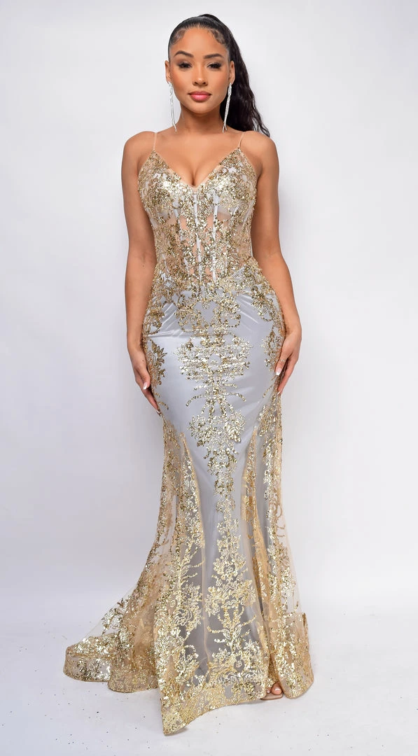 Emprada Toira Gold Mist Floral Print Corset Mermaid Gown Dresses 2 Emprada Toira Gold Mist Floral Print Corset Mermaid Gown Dresses