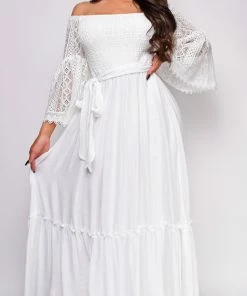 Emprada Amaya White Off Shoulder Maxi Dress