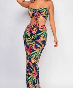 Emprada Luana Navy Tropical Print Set