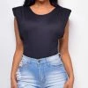 Emprada Tops Storm Black Padded Shoulder Bodysuit