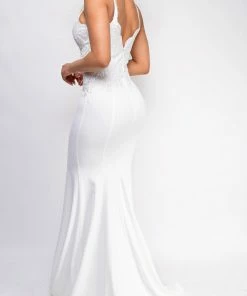 Emprada Amelie White Lace Detail Bridal Gown Dress