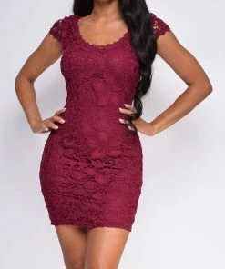 Emprada Dresses Pixi Plum Purple Lace Crochet Cap Sleeve Dress