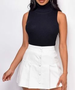 Emprada Emmy Black Mock Neck Knit Top Tops