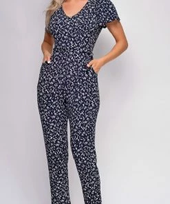 Emprada Harper Blue Abstract Print Jumpsuit