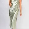 Emprada Dresses Lavinia Sage Green Satin Midi Dress