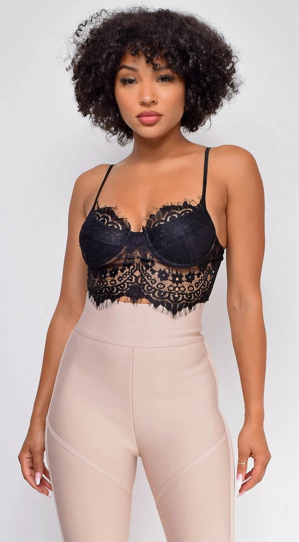 Emprada Tops Katalina Black Lace Strappy Crop Top 1 Emprada Tops Katalina Black Lace Strappy Crop Top