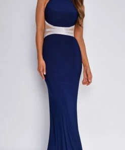 Emprada Dresses Clarice Navy Blue Rhinestone Gown