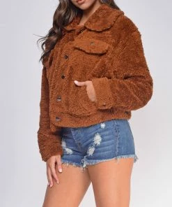 Emprada Kenise Brown Teddy Jacket Outerwear