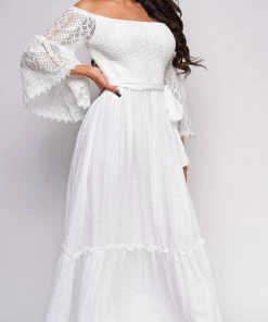 Emprada Amaya White Off Shoulder Maxi Dress