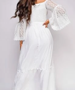 Emprada Amaya White Off Shoulder Maxi Dress
