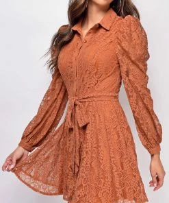 Emprada Lani Rust Brown Lace Dress