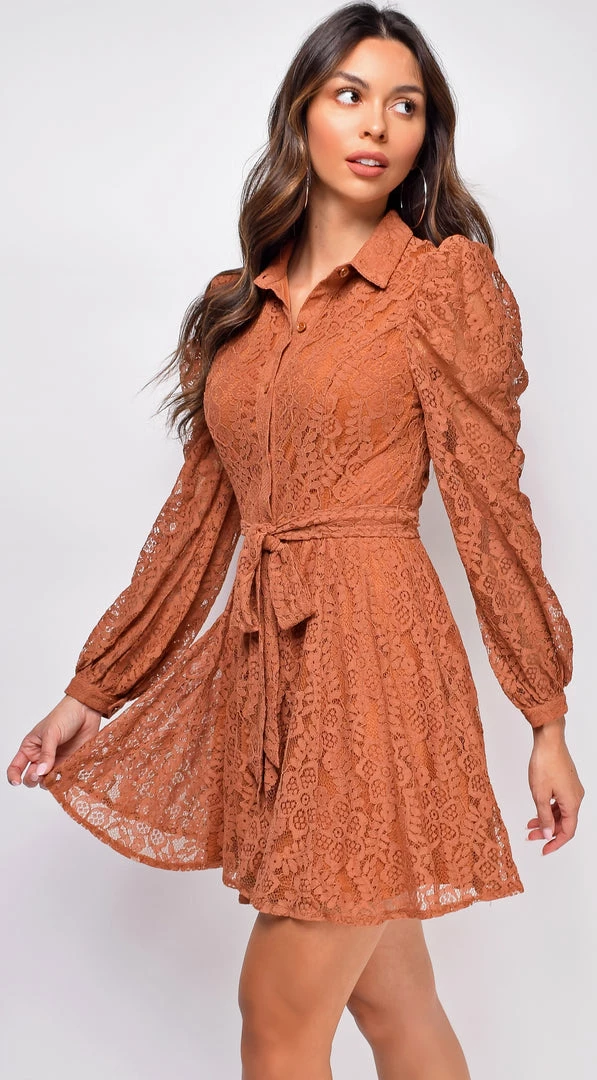 Emprada Lani Rust Brown Lace Dress 1 Emprada Lani Rust Brown Lace Dress