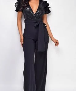 Emprada Jumpsuits & Rompers Laila Black Sequin Jumpsuit