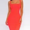 Emprada Alayna Neon Pink Square Neck Dress