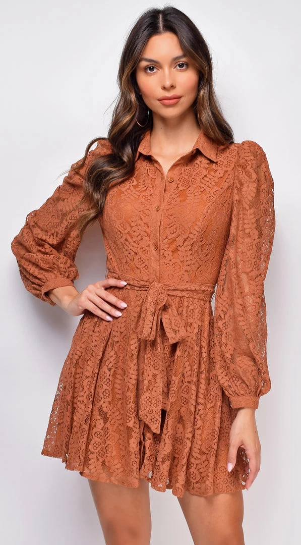 Emprada Lani Rust Brown Lace Dress 2 Emprada Lani Rust Brown Lace Dress