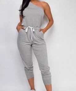Emprada Outcast Grey One Shoulder Jumpsuit