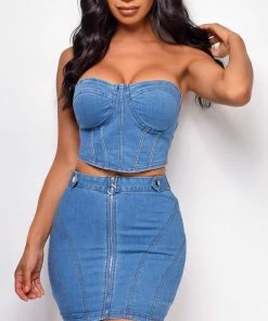 Emprada Sets Alexis Blue Denim Skirt Set