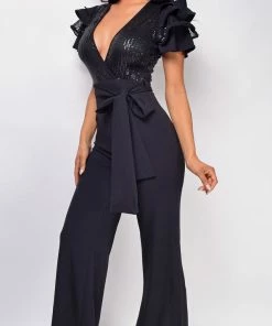 Emprada Jumpsuits & Rompers Laila Black Sequin Jumpsuit