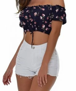 Emprada San Marino White High Waist Distressed Shorts