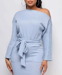 Emprada Koreen Blue Off Shoulder Long Sleeve Dress 5 Emprada Koreen Blue Off Shoulder Long Sleeve Dress