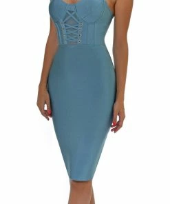 Emprada Dresses Selah Blue Corset Bustier Bandage Dress