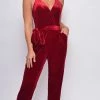 Emprada Amaryllis Burgundy Red Velvet Jumpsuit