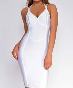 Emprada Dresses Jasper White Halter Bandage Dress 5 Emprada Dresses Jasper White Halter Bandage Dress