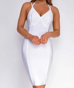 Emprada Dresses Jasper White Halter Bandage Dress