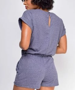 Emprada Zada Blue Cap Sleeve Romper Loungewear
